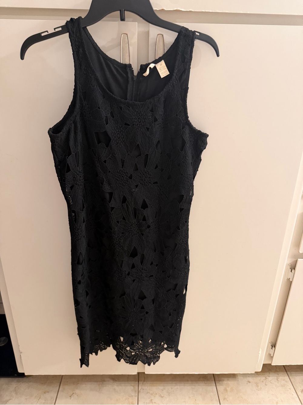 Japna Black and coral Crochet Lace Mini Dress